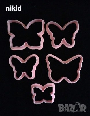 5 вида пеперуда пластмасови форми форма резец резци за тесто фондан сладки бисквитки, снимка 1
