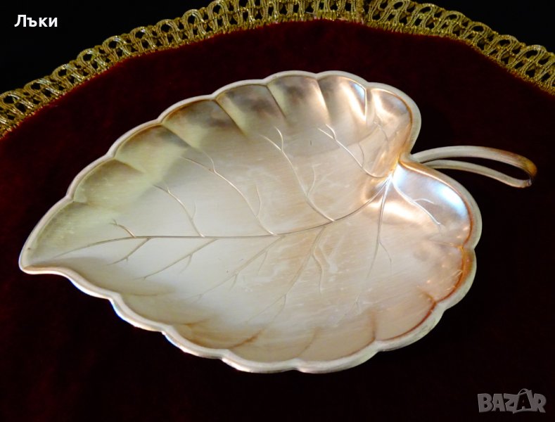 Посребрена бонбониера листо Quist,маркирана. , снимка 1