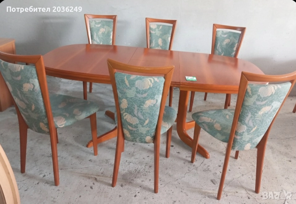 Комплект масивна разтегателна маса с 6 стола, снимка 1