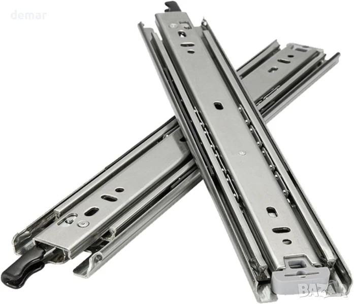 Здрави водачи за чекмеджета с ключалка, товароносимост 68 кг, 3 секции,ширина 51мм x дължина 1000мм, снимка 1