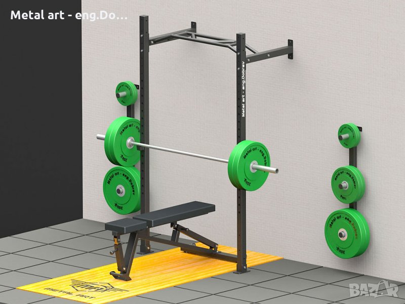 Стойка за клек с комбиниран лост за монтаж на стена - Squat Rack, снимка 1