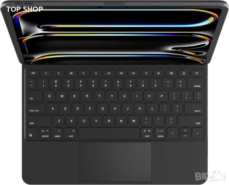 Калъф с клавиатура HOUCC за iPad Pro 2024 13 инча M4, тракпад, 7-цветна подсветка, черен, снимка 1
