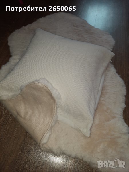 Пухкаво бяло килимче+възглавничка плюш-лукс!, снимка 1
