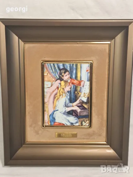 емайлирана картина върху медна плака "Момичета на пиано" от Реноар 1/4, снимка 1