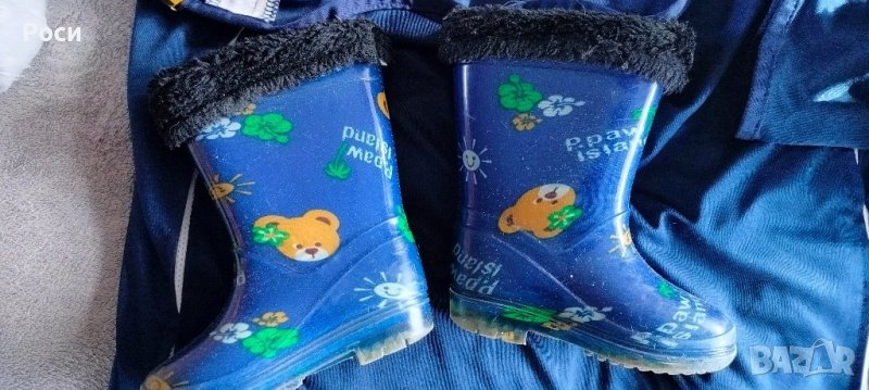 детски гумени ботушки за дъжд с изолация чорапки стелка 13см, снимка 1
