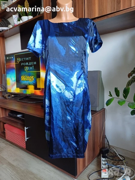сатенирана рокля с къс ръкав - р/р М, снимка 1