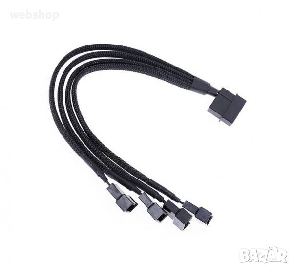 Захранващ кабел, сплитер за вентилатори, Molex-M/4x4P, 0,3m, 12V, снимка 1