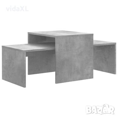 vidaXL Комплект маси за кафе, бетонно сив, 100x48x40 см, ПДЧ（SKU:802916, снимка 1