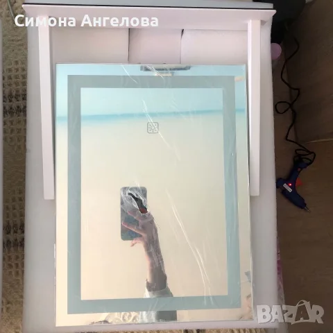 LED огледало за грим със стойка, USB зареждане и 10x лупа