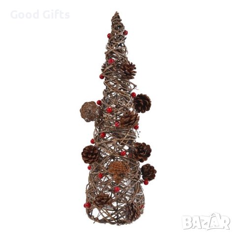 Светеща Коледна елха с шишарки, 48см, снимка 2 - Декорация за дома - 42704201