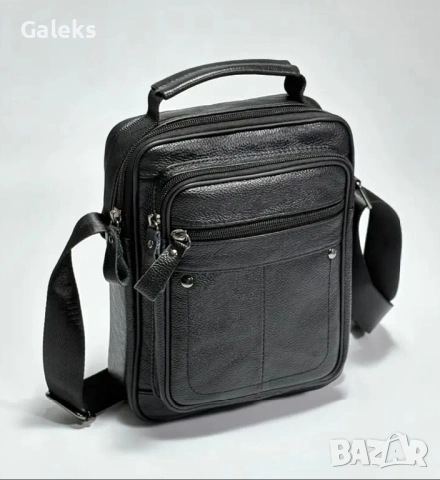 Мъжки елегантни крос’боди чанти с два размера / Черна естествена кожа!, снимка 4 - Чанти - 53101597