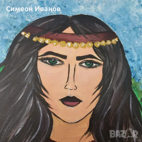 Интересна стара картина на платно SG2010, снимка 5 - Картини - 47576391