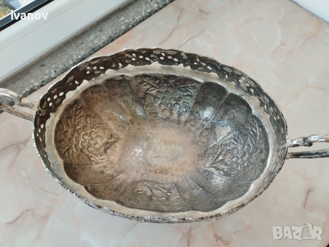 Голяма посребрена фруктиера , снимка 5 - Антикварни и старинни предмети - 42720687