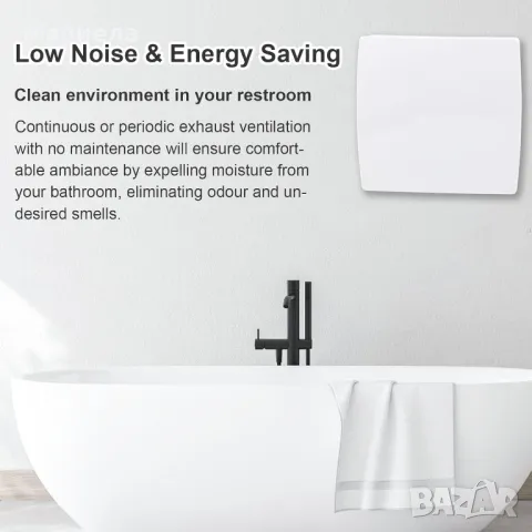 Вентилатор със сензор за влага и таймер Aygrochy 100 mm Bathroom Fan with Humidity Sensor, снимка 6 - Вентилатори - 48260124