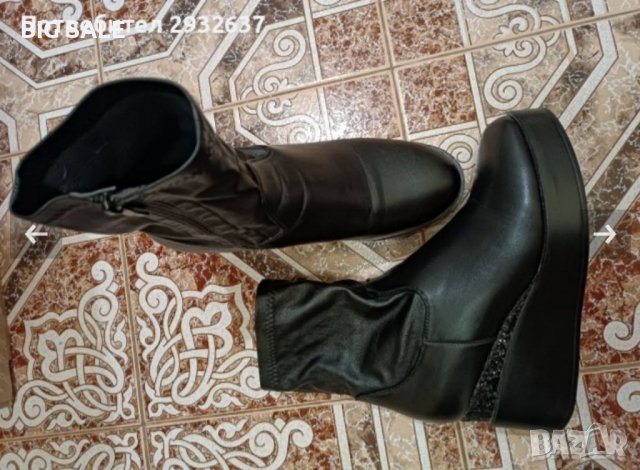 ЧЕРНИ БОТИ НА ПЛАТФОРМА, снимка 7 - Дамски боти - 39380305