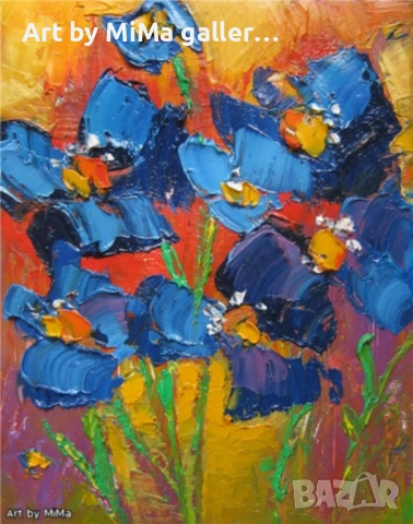 цветя, букет - картина, маслени бои, платно, автор, kartina, painting, снимка 7 - Декорация за дома - 35228339