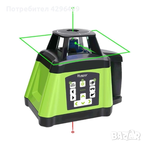 Нивелир лазерен с приемник Huepar RL200HVG, 487 м, зелен лъч, снимка 9 - Измервателни инструменти - 52398386