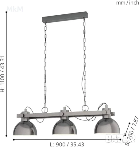 Метален полилей, nickel-antique, снимка 5 - Лампи за таван - 50581558