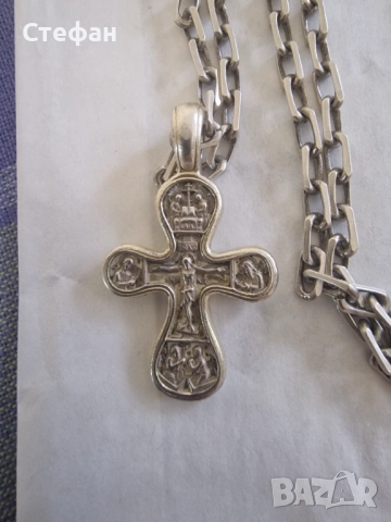 Кръст с ланец сребро, снимка 2 - Колиета, медальони, синджири - 51686451