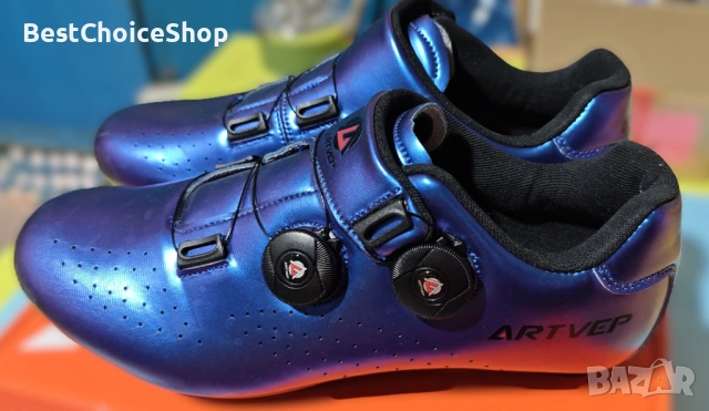 Мъжки велосипедни обувки, съвместими с SPD и Delta педали, дишащи, неплъзгащи - Сини UK 10 / EU 44, снимка 10 - Аксесоари за велосипеди - 53136698