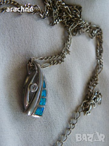 Сребърно колие с опали, снимка 5 - Колиета, медальони, синджири - 44213234