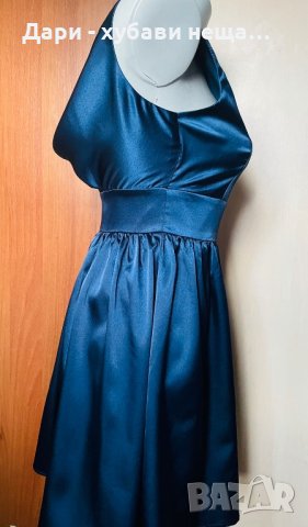 Парти рокля в синьо, от сатен👗❤️XS,S❤️👗арт.3015, снимка 3 - Рокли - 33744532