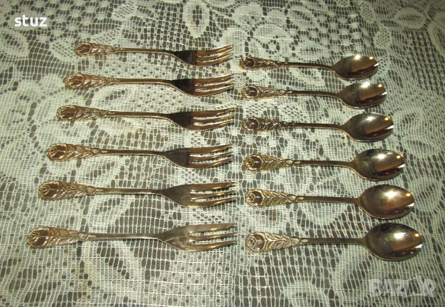 Десертни вилички и лъжички, сет 12 бр., снимка 3 - Прибори за хранене, готвене и сервиране - 54346540