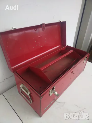 Метален сандък за инструменти с три чекмеджета на релси и капак. Внос от Германия! Габаритни размери, снимка 7 - Куфари с инструменти - 50296252