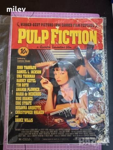 Ретро плакат "Pulp Fiction" (Криминале) – Висококачествен канавас (платно)
