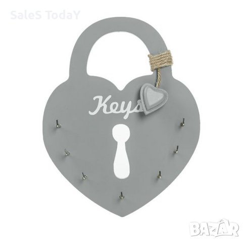 Поставка за ключове, за стена, 7 куки, 20*25см, сива, снимка 2 - Закачалки - 42649196