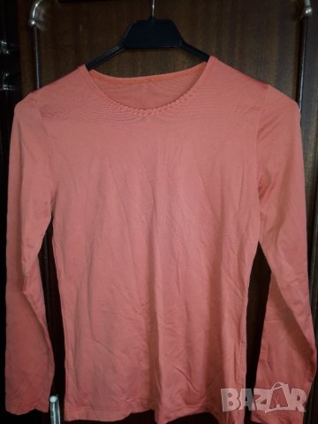 Дамска тънка блуза оранжеворозов цвят