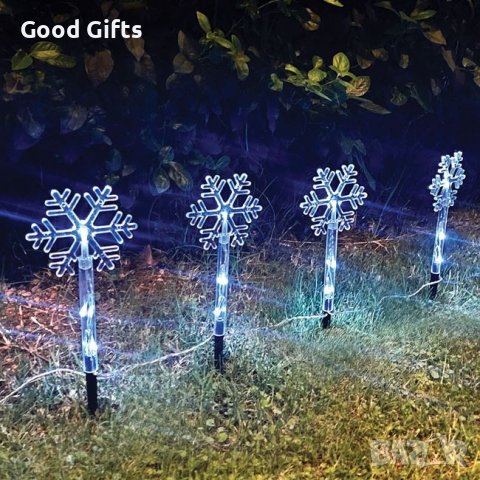 Коледни лампи Снежинки, Студено бяло, 24см