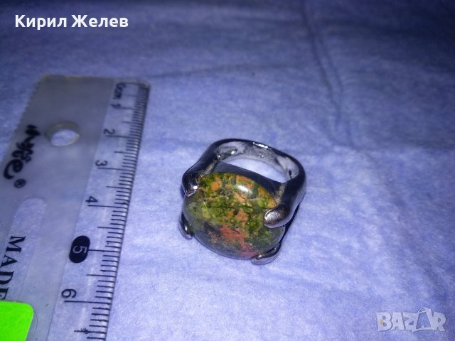 СКЪПОЦЕНЕН МЕДЕН ХРОМИРАН КРАСИВ КЛАСИЧЕСКИ МОДЕЛ ПРЪСТЕН с НАТУРАЛЕН ШЛИФОВАН КАМЪК 36967, снимка 3 - Пръстени - 39709324