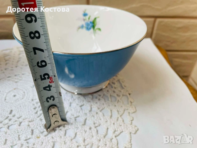 ROYAL ALBERT красив син комплект от захарница и латиера от Англия от костен порцелан, снимка 11 - Антикварни и старинни предмети - 53332268