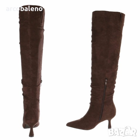 Дамски велурени ботуши над коляното, 3цвята , снимка 17 - Дамски ботуши - 52136981