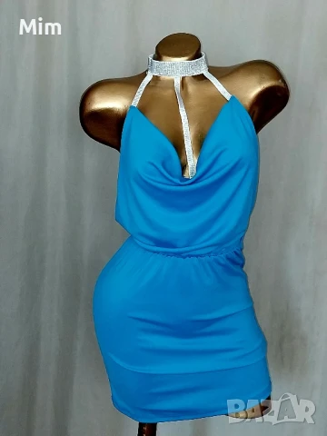 М Лятна синя рокля с гол гръб , снимка 2 - Рокли - 51210135