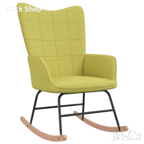 Люлеещ се стол с табуретка, зелен, плат, снимка 2 - Столове - 40305096