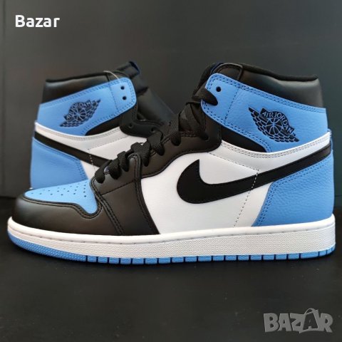 Nike Air Jordan 1 High UNC Blue Toe Нови Оригинални Мъжки Обувки Кецове Маратонки Размер 43 Номер, снимка 1 - Кецове - 40513476