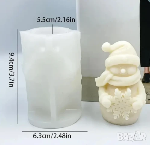 Молд Снежен човек със снежинка , снимка 2 - Форми - 50661387