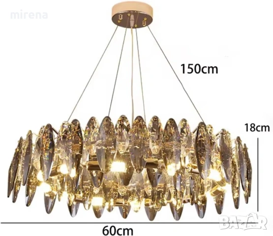 Кристален полилей, ресторант, таванна лампа, вила, осветление, лампи, снимка 2 - Лампи за таван - 53288543