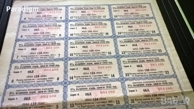 Облигация за 3000 лв. | Вътрешен Държавен Дълг | 1943г.; серия Б, снимка 5 - Други ценни предмети - 29773037