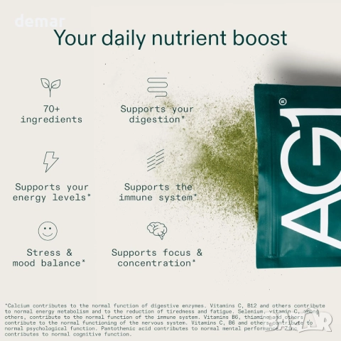 Хранителна добавка AG1 Greens на прах | Дневен прием на хранителни вещества, снимка 3 - Хранителни добавки - 51482814