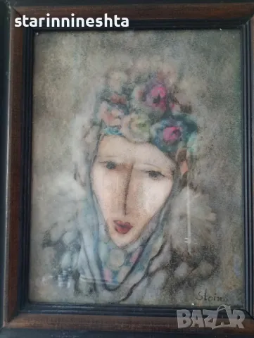 Стара картина актьор художник Стойно Добрев старинна картина 