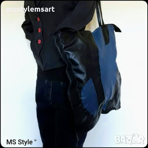 Асиметрична дамска чанта от естествена кожа! Ръчна изработка!, снимка 5 - Чанти - 33966555