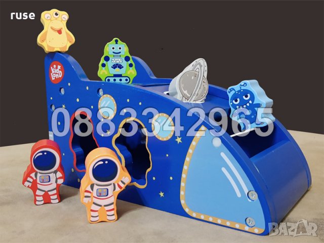 НОВИ! Дървен СОРТЕР совалка - космически кораб / ракета с 6 фигурки, снимка 12 - Образователни игри - 32150673
