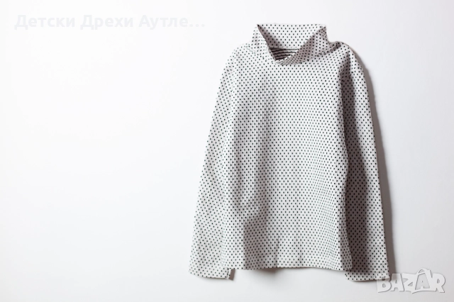 Бяла поло блуза на черни точки за момичета – размери 110-128, снимка 5 - Детски Блузи и туники - 51940977
