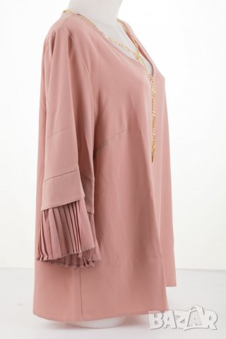 Елегантна дамска блуза в розово с верижка марка La Aurora, снимка 4 - Блузи с дълъг ръкав и пуловери - 31939461