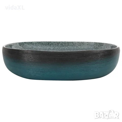 vidaXL Мивка за плот, тюркоаз, овална, 59x40x14 см, керамика, снимка 3 - Мивки - 56146190