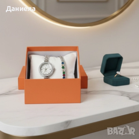 Дамски комплект часовник с гривна – елегантен подарък в луксозна кутия, снимка 2 - Дамски - 52005042