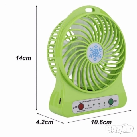 Преносим мини вентилатор за дом или офис, с USB Зареждане, снимка 6 - Друга електроника - 52125811
